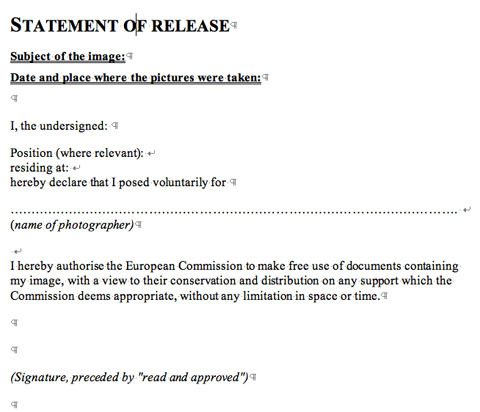 photographic release form