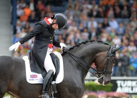 Fiona Bigwood and Atterupgaards Orthilia during the grand prix special at the European Championships 2015. Picture by Peter Nixon