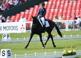 Emily King riding Brookleigh GBR during the Dressage phase of The Mitsubishi Motors Badminton Horse Trials at Badminton in Gloucestershire, UK on 4th May 2016