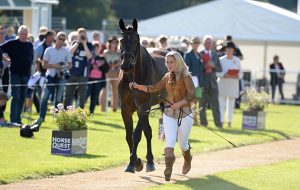 Stacey L Shimmons riding ORIONS PROMISE during the 1st Vet Check at The Land Rover Burghley Horse Trials near Stamford in Lincolnshire UK on 31st August 2016