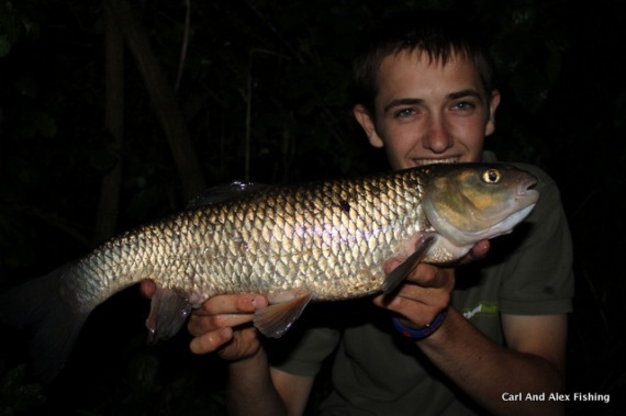 The night fishing session proved extremely successful for Michael who netted this hefty chub weighing in at over 4lb.
