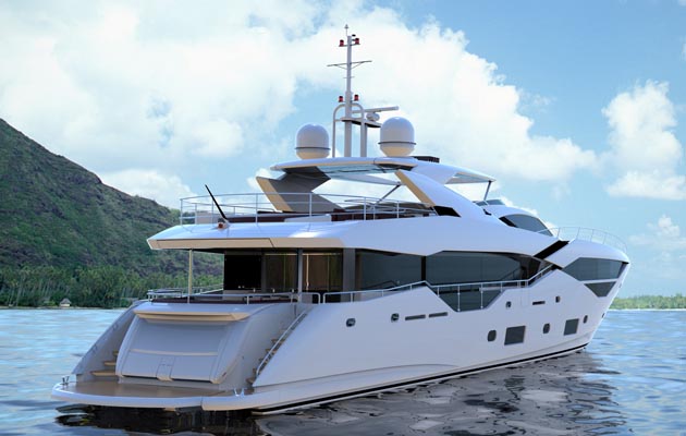 Model showcases the new design direction that Sunseeker’s next generation of 100ft+ models will take