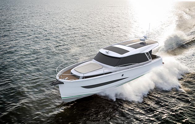 New Greenline 36 Hybrid is the 5th generation of the Greenline hull lines and has been designed to offer "more speed, more comfort, more convenience, better value at purchase and reduced cost of ownership”, the boatbuilder claims