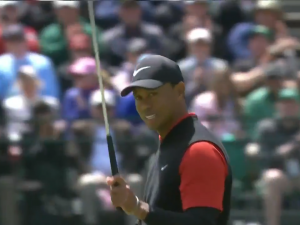 WATCH: Tiger Woods Holes Long Eagle Putt At The Masters