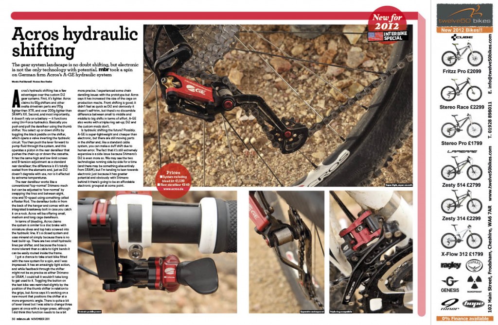 Acros hydraulic shifting and MTB version of Shimano's Di2 in detail