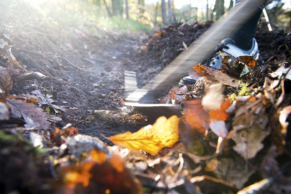 trail building with a mattock