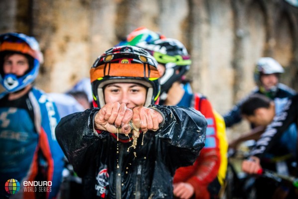 Isabeau Cordurier showing just how wet it was (Wragg)