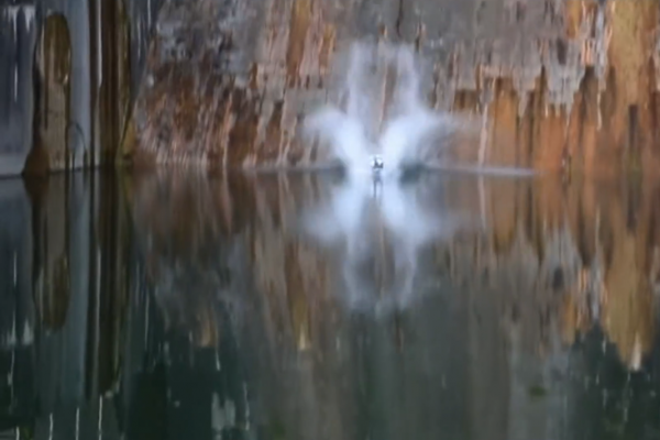 Primoz Ravnik hits water dam