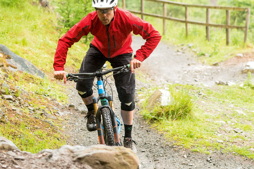 Look how hard Andy is pedalling on the smooth section of trail. This way he can build momentum quickly where it’s easy to do so and back off where the traction becomes inconsistent.