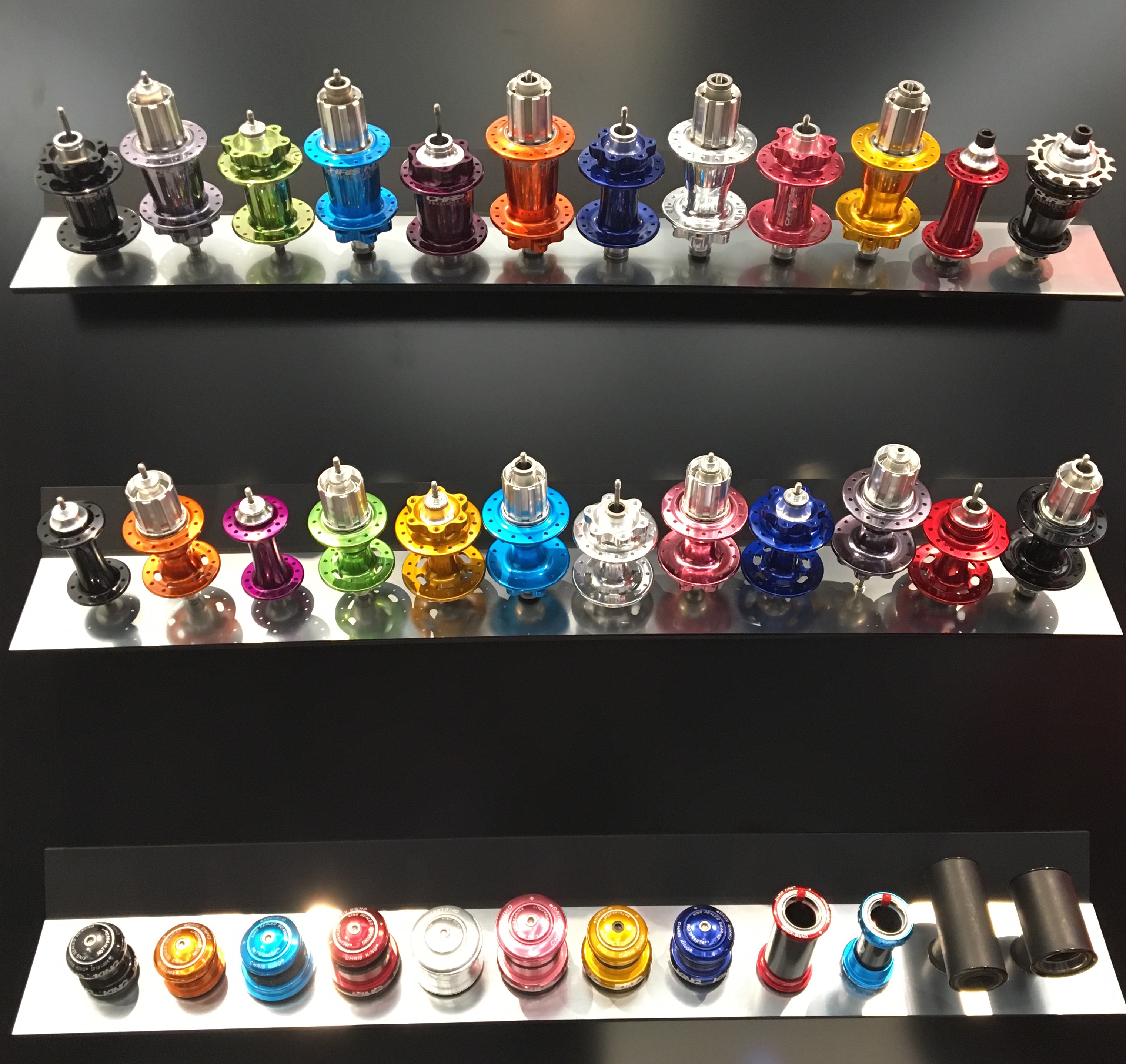 Chris King do some amazing colours and options for hubs, headsets and bottom brackets