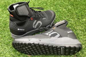 The new Five Ten Trailcross GTX shoe uses a Gore-Tex membrane and neoprene sock for all-weather protection