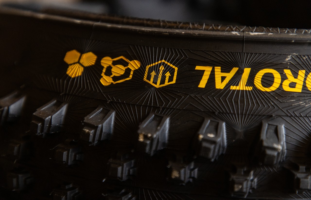 Close up photo detail of Continental mountain bike tyre