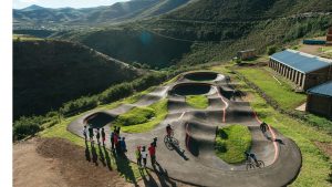 Aerial photo of pumptrack in Roma, Lesotho