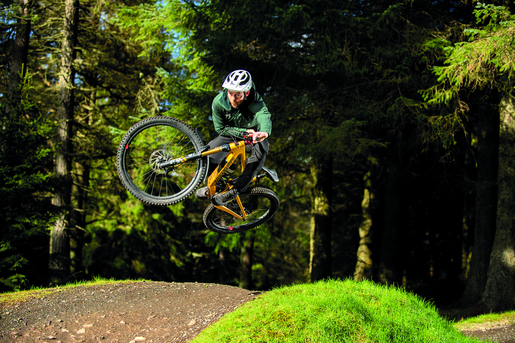 Man jumping mountain bike