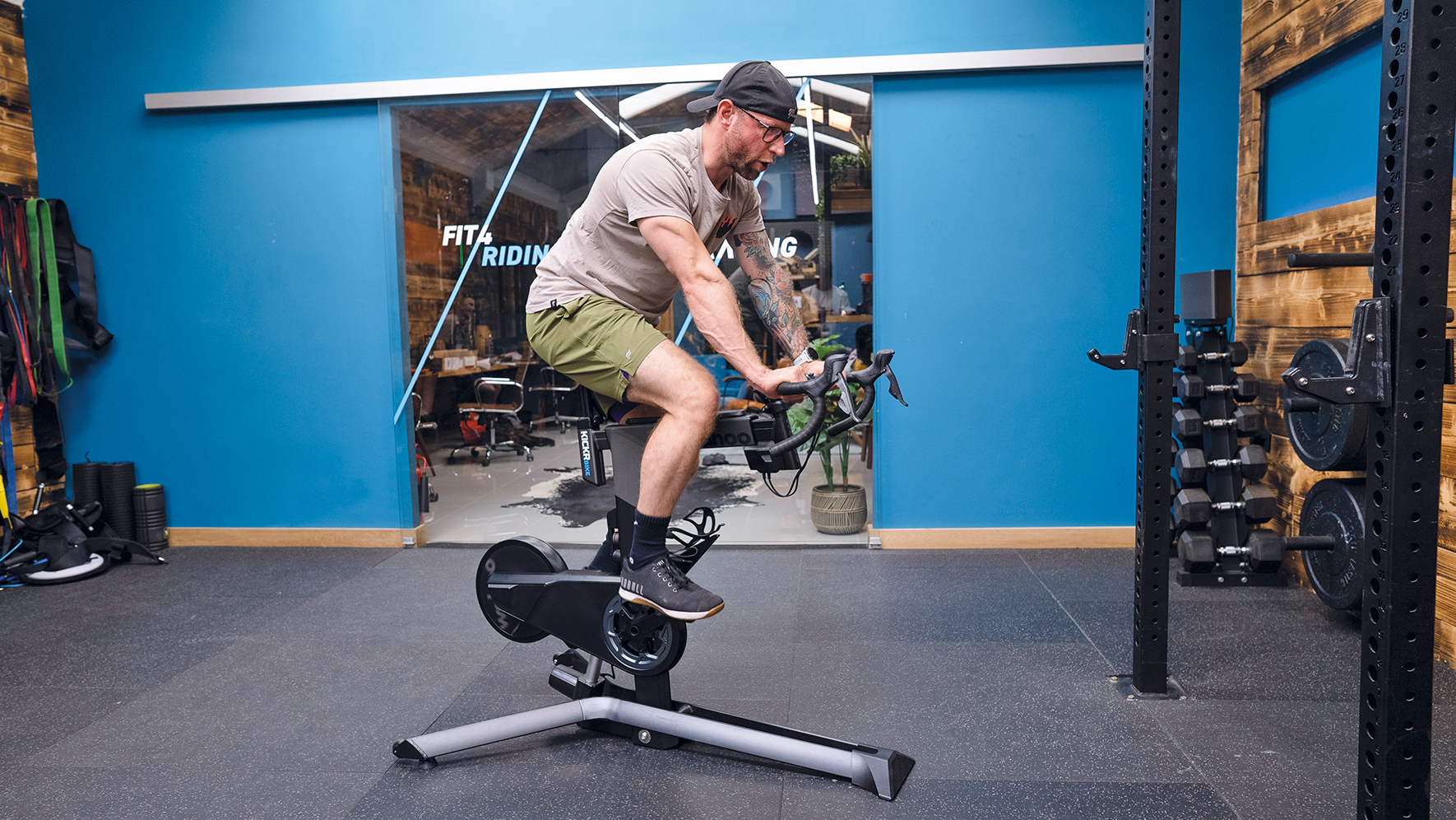 Man using attack static bike