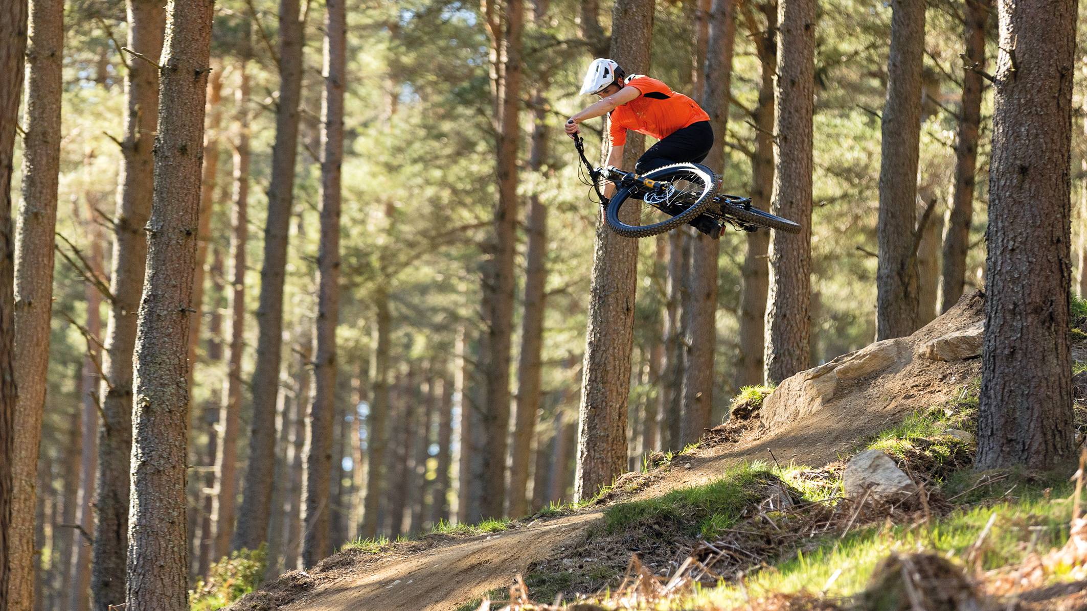 Lachlan Blair riding the new Tarland mountain bike trails