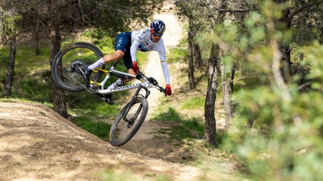 Tom Pidcock riding the new Pinarello Dogma XC mountain bike