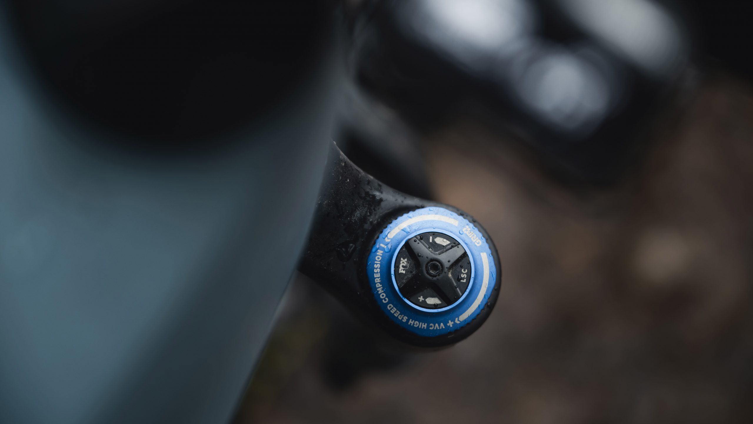 Fork detail on the Canyon Spectral:ON CF 9 electric mountain bike
