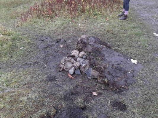 Damage to Cross Hill Quarry floor from mountain bike tracks - Kim Coverdale