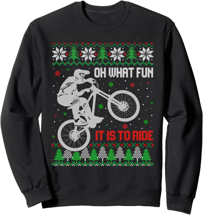 Oh what fun it is to ride Christmas jersey front on view showing design
