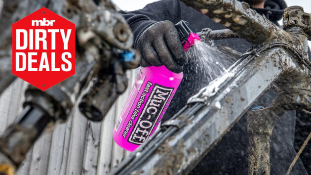 Bike being sprayed with Muc-Off Nano Tech Cleaner