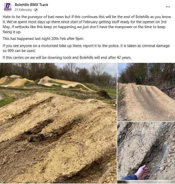 Bolehills BMX Track damage