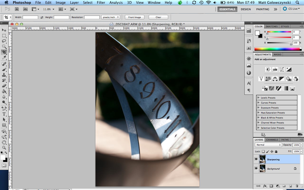 Using Advanced sharpening