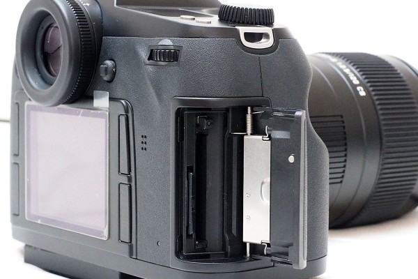 Twin card slots accept Compact Flash and Secure Digital cards