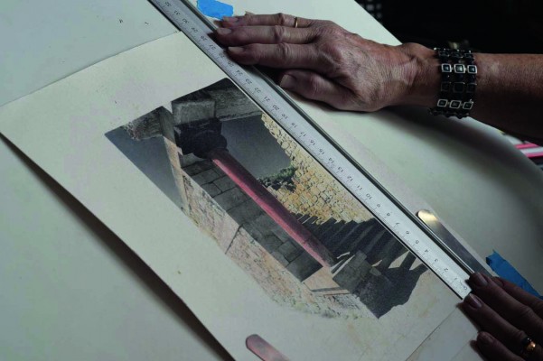 2. Measuring The Print - The image is printed 160x250mm, or about 6½x10in, on 12x16in paper as Frances wanted a wide black border. Double-check the dimensions before cutting the mounts, and make sure the pictures are ‘true’ (not tapering or trapezoidal). Measure top and bottom, left and right.
