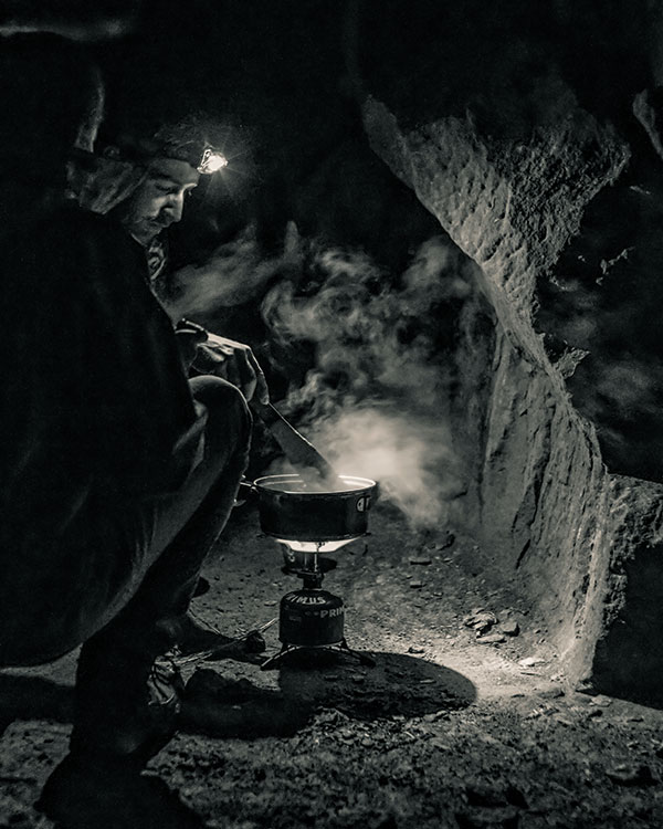 After: In dark situations, where a torch is the only source of light, shoot in raw and use image-editing software to draw down the contrasts