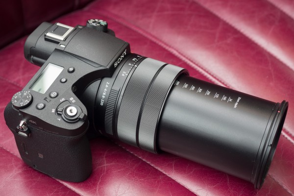 The lens extends substantially to its full zoom position