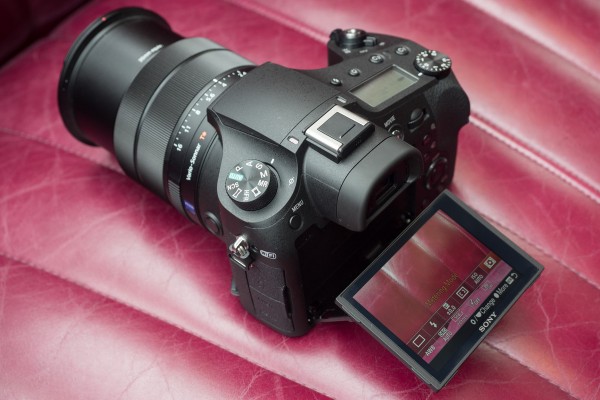 The rear screen tilts up and down to high- or low-angle shots