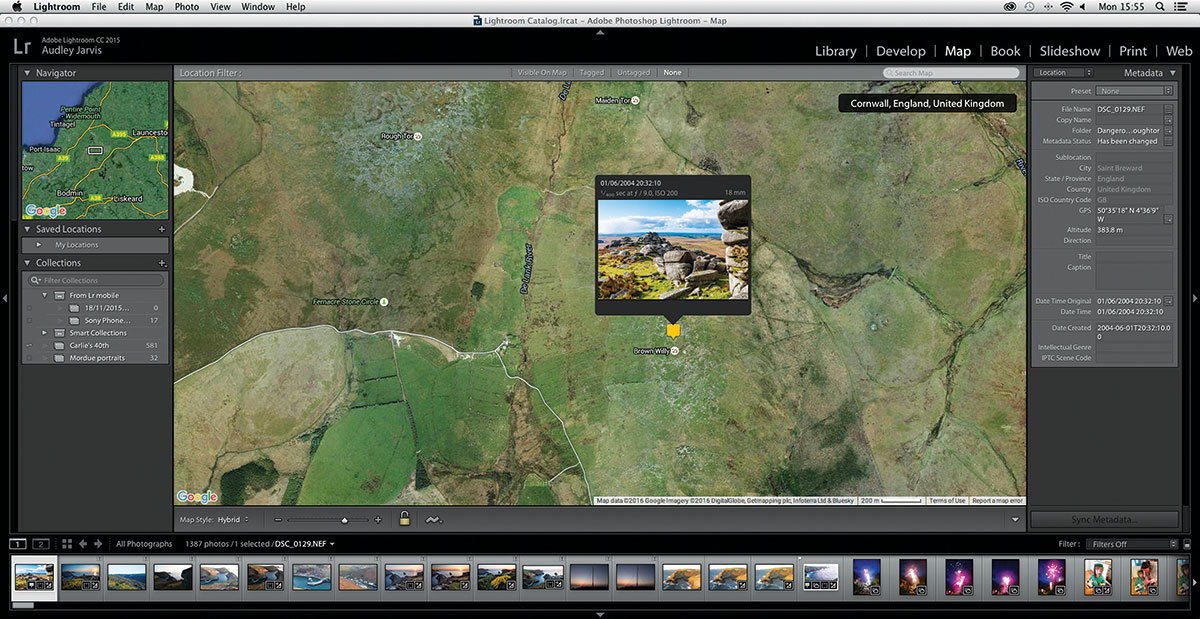 The Map module works with Google Maps and allows you to add location information to your images by placing them on a map