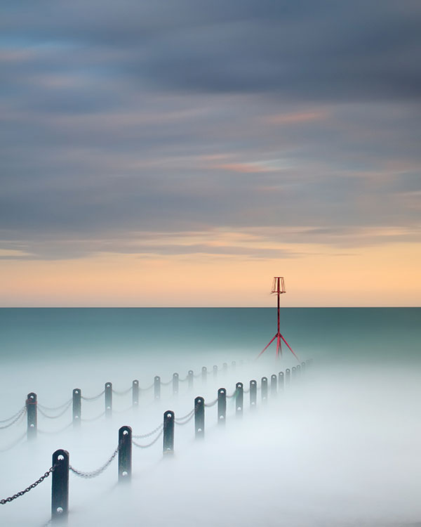 A long exposure of a coastal groyne near Brighton, East Sussex