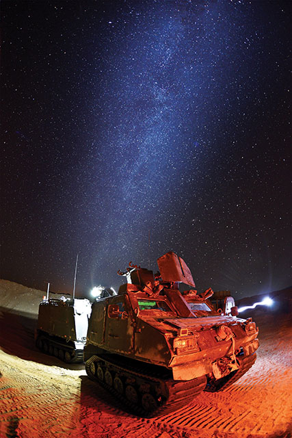 The People’s Choice Award. Awarded to the photographer whose picture has been short listed by Navy News from published images and then voted for by the public.. Sponsor: Adobe. Exercise Black Alligator is an annual exercise held at Twentynine Palms Marine Corps Air Ground Combat Centre where the Royal Marines train alongside their American and Dutch counterparts. Royal Marine's Viking amphibious vehicle under the Mojave Desert night sky.