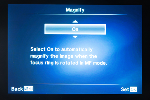 To assess focus, magnify part of the scene