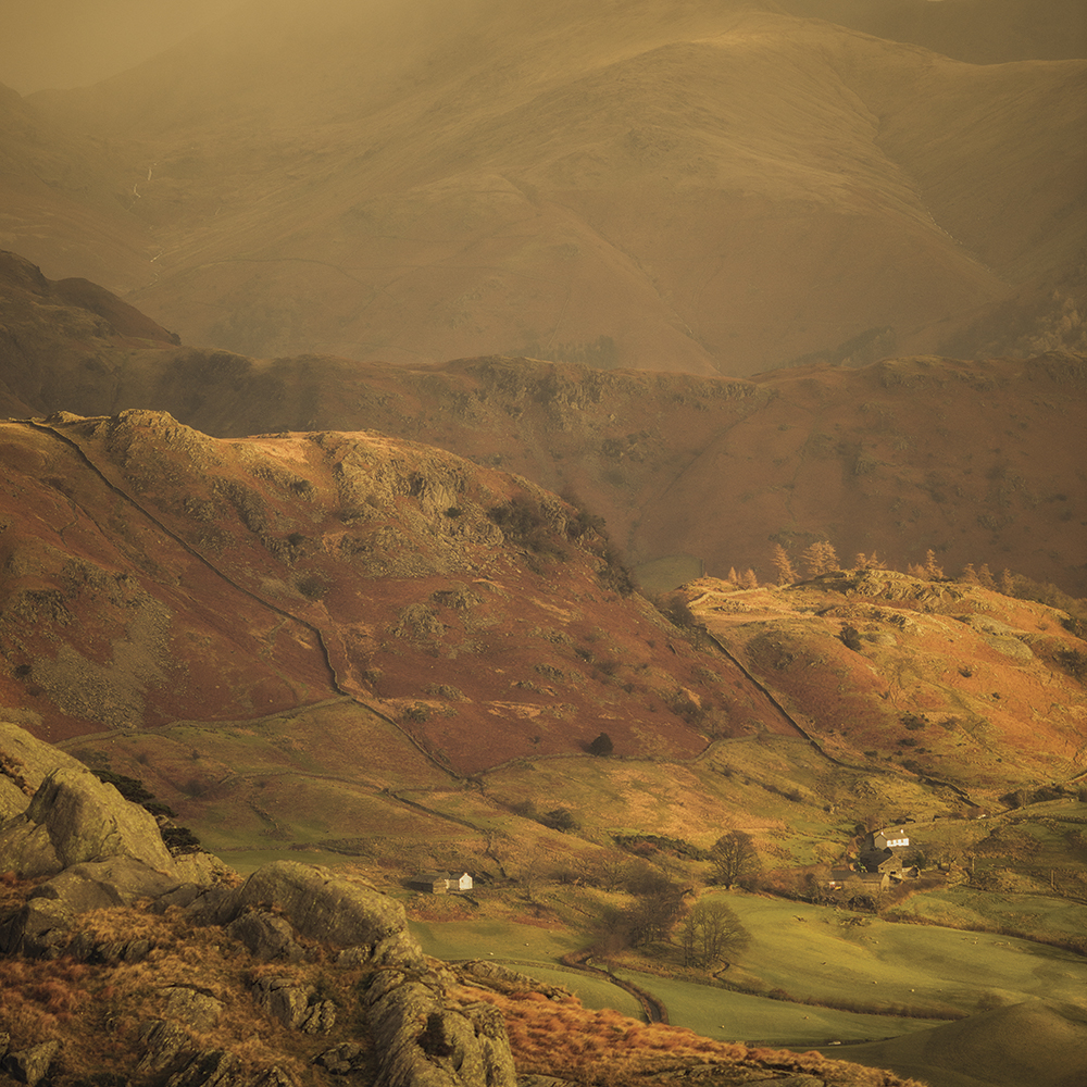 Mark Littlejohn Looking down on Little Langdale from Great Intake