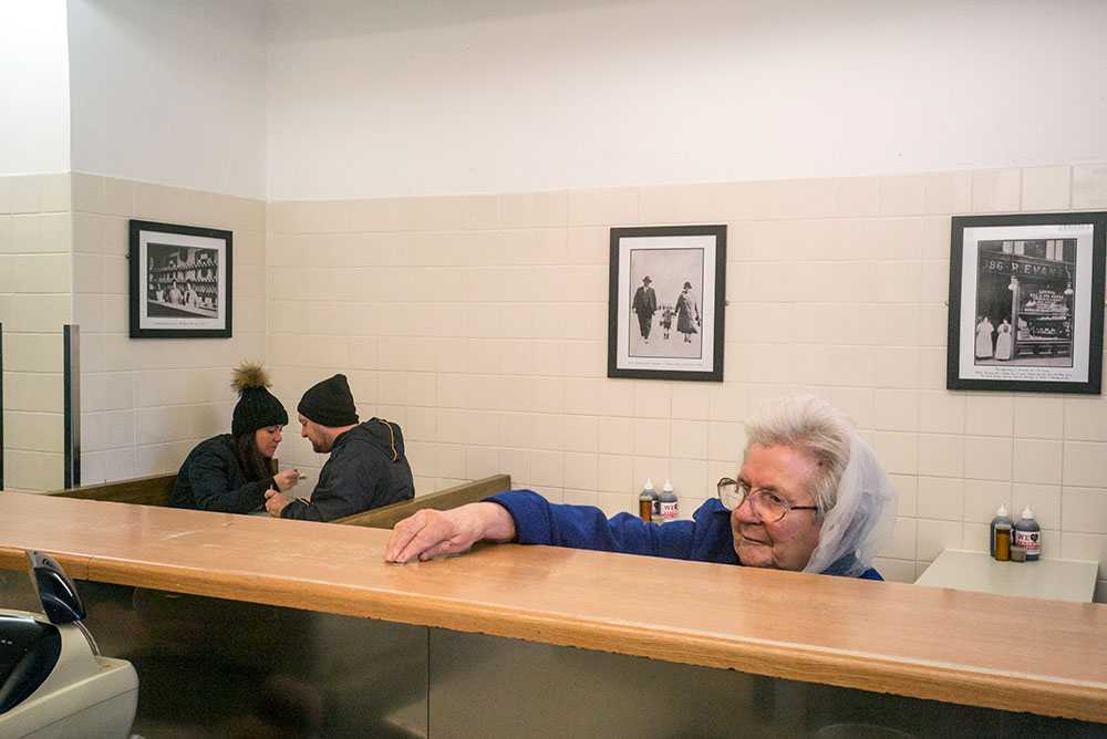 Local heroes customers at Arments Pie shop