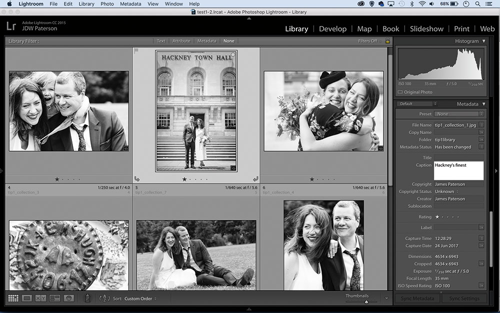 Lighroom Order your frames screen