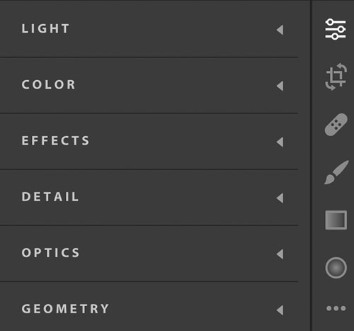 Lightroom tools and settings