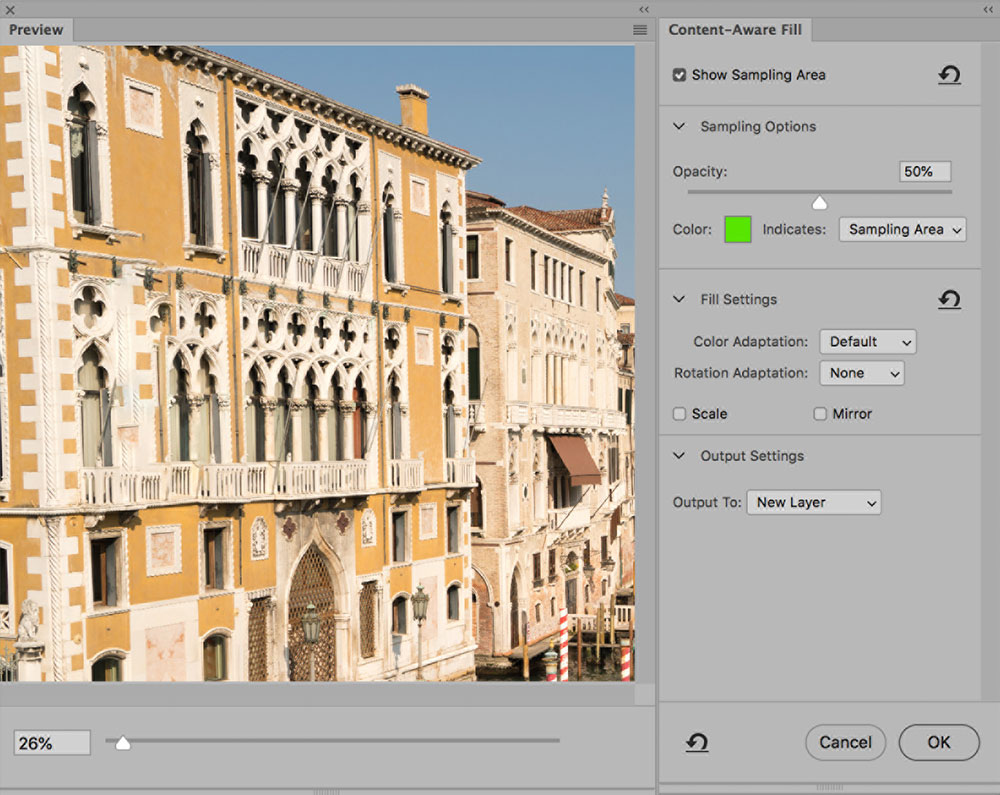 Fill Preview panel