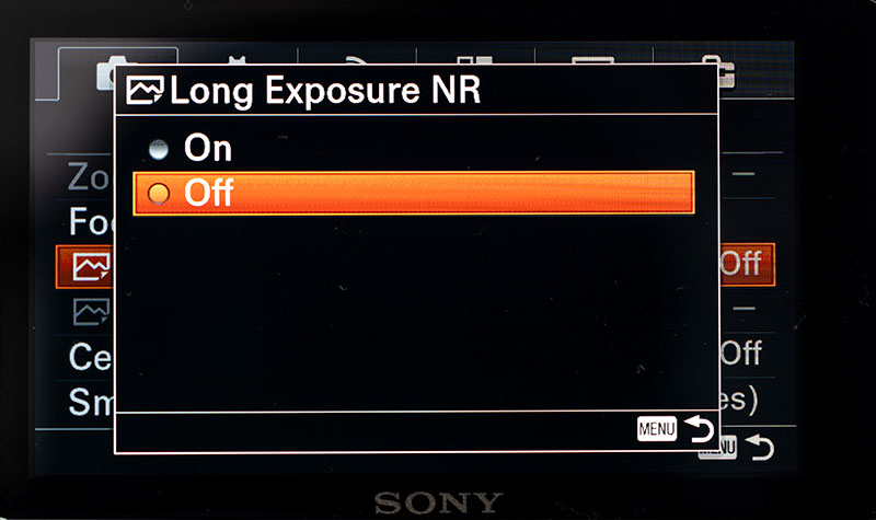 ISO turn off Long exposure noise reduction