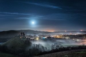 Lunar photography Corfe Castle