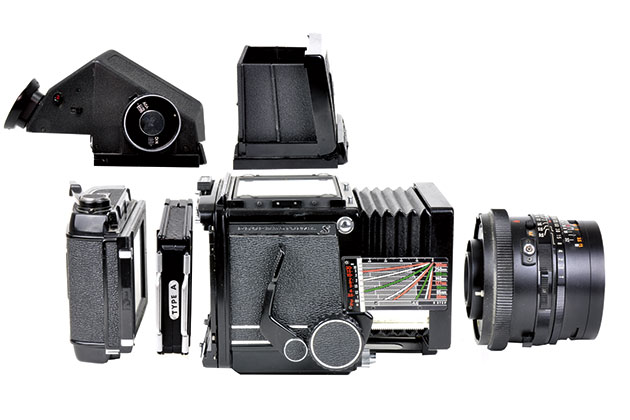 Roll film SLRs Mamiya RB67 in parts
