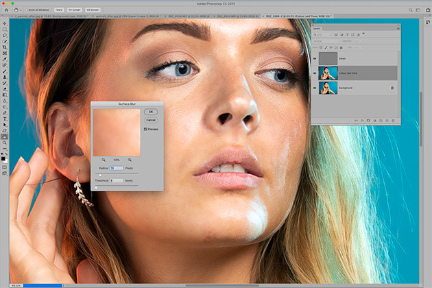 Frequency surface blur