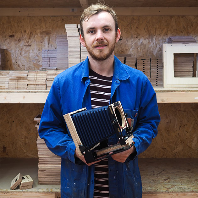 Intrepid Camera Company founder Max Grew in the workshop