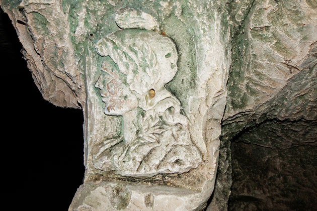 WW1 graffiti carvings of Marianne, the French National symbol at Confrecourt