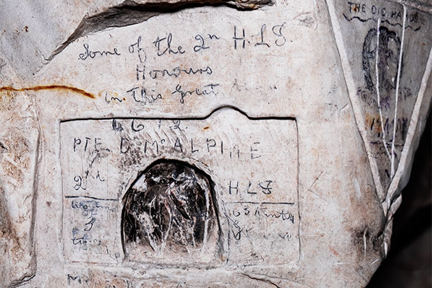 WW1 graffiti left by WW1 British soldiers