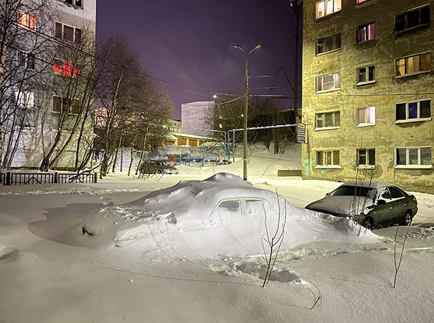 Amos Chapple car buried in snow