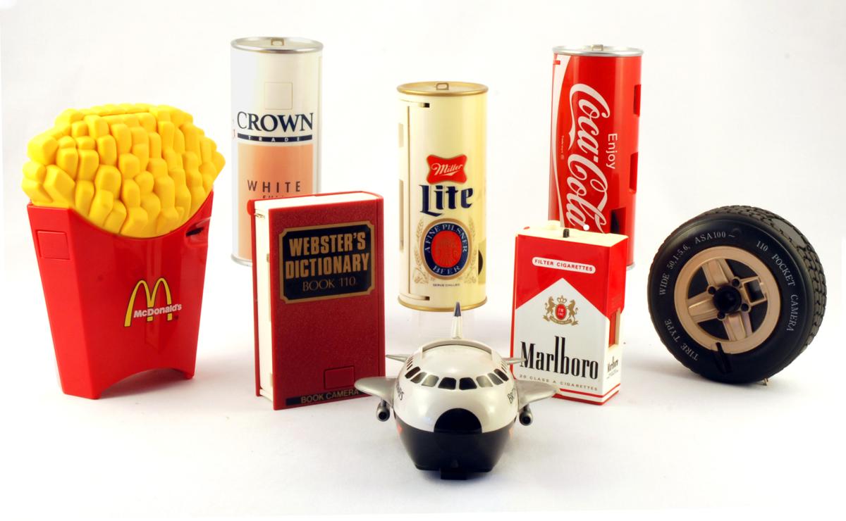 Eight novelty cameras made for 110 size film